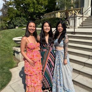 ba&sh Uhaina Colorblock Pleated Midi Dress